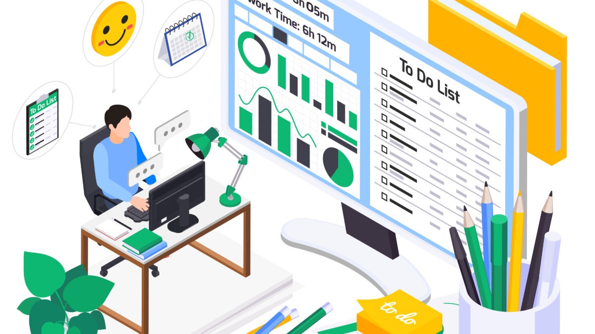 graphic illustration of person and software system