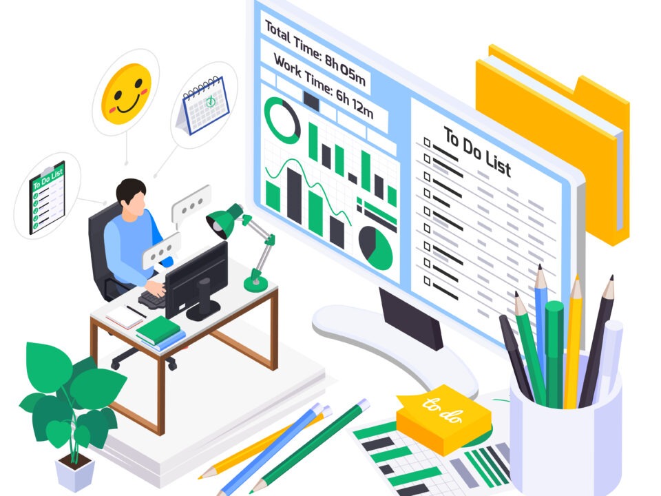 graphic illustration of person and software system