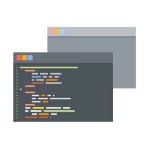 stylized illustration of code base windows, custom software development