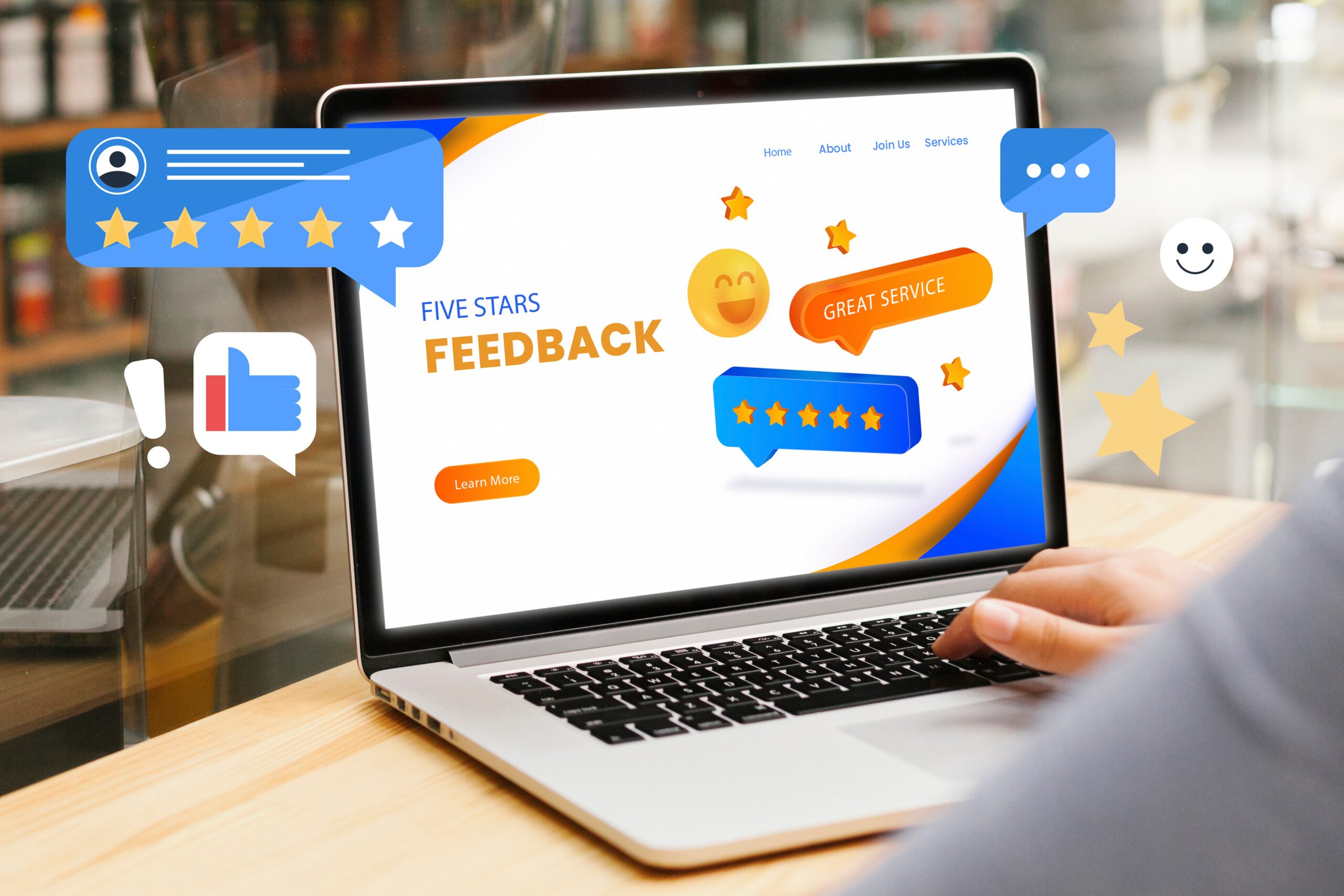 laptop screen with positive feedback