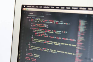 Code base on a laptop monitor