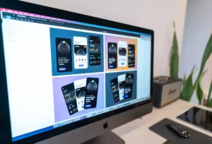 Image of a mac monitor with graphics design work