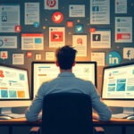 a man in office working on social media strategies