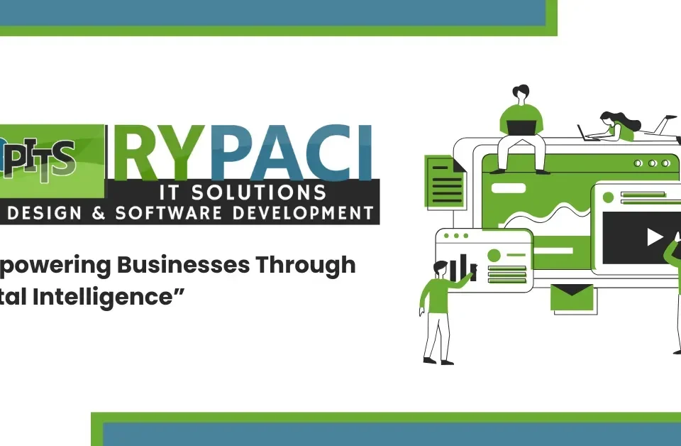 Rypaci IT Solutions logo and graphic illustrating web design, software development, and tagline.